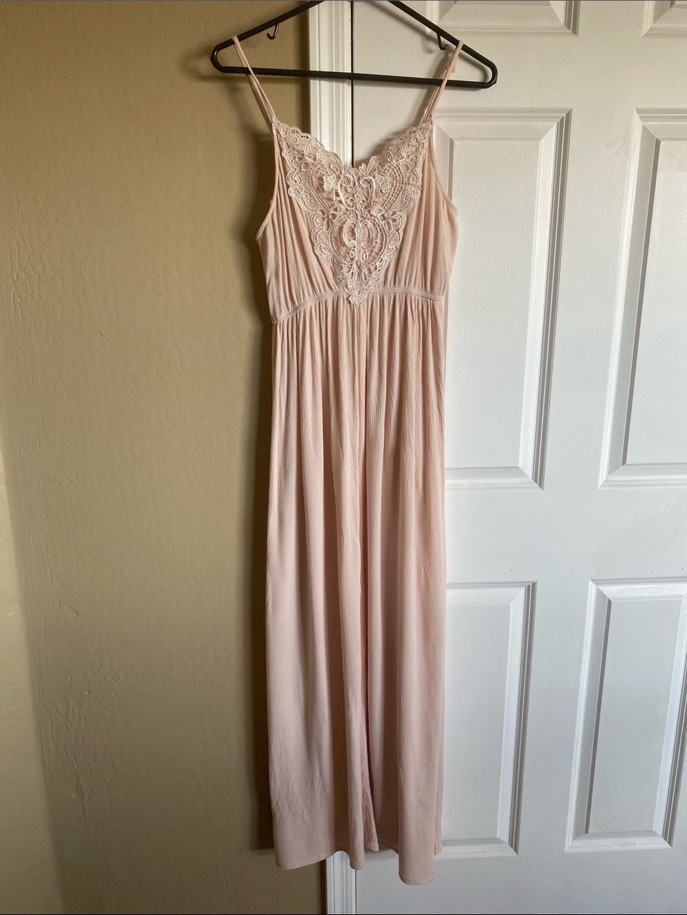 Charlotte Russe Blush Pink Lace Bodice Maxi Dress Boho Fairycore Size Medium